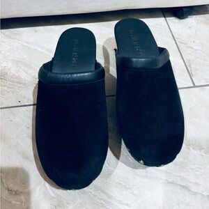 M. Gemi Black Suede Slip-On Clogs